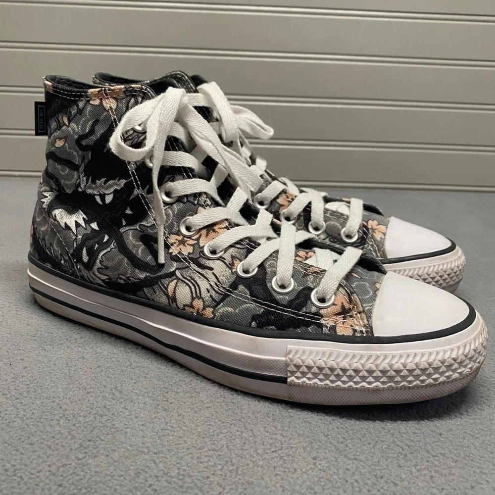 Converse Chuck Taylor AllStar HighTop Tattoo Art Dragon Floral Shoe W 8.5 M 6.5